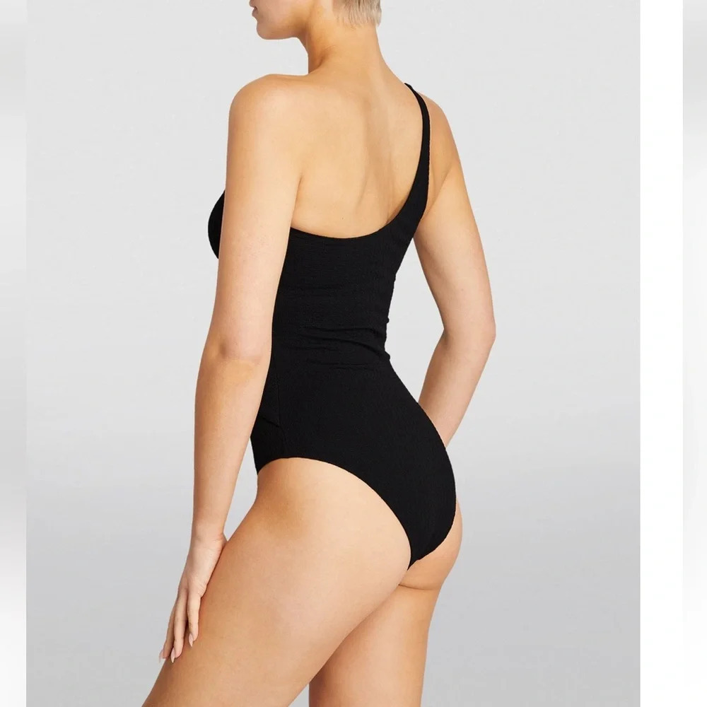 BOTEH One Shoulder Textured Swimsuit Size Medium In Black - Picture 9 of 10
